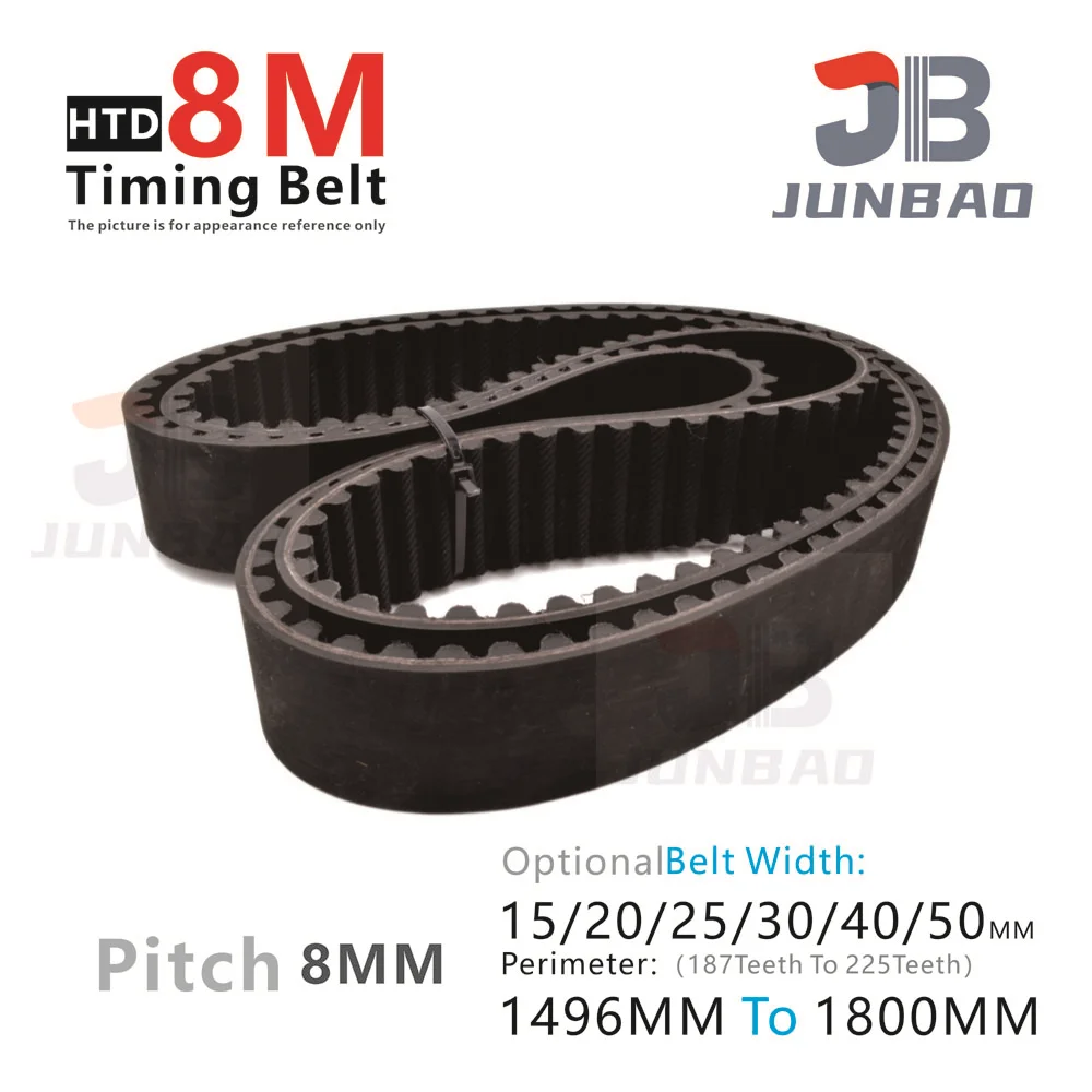 HTD 8M Timing Belt Perimeter 1496-1800 MM Belt Width 15 25 30 40 50MM Black rubber HTD8M Transmission Belt 3D Printer Parts