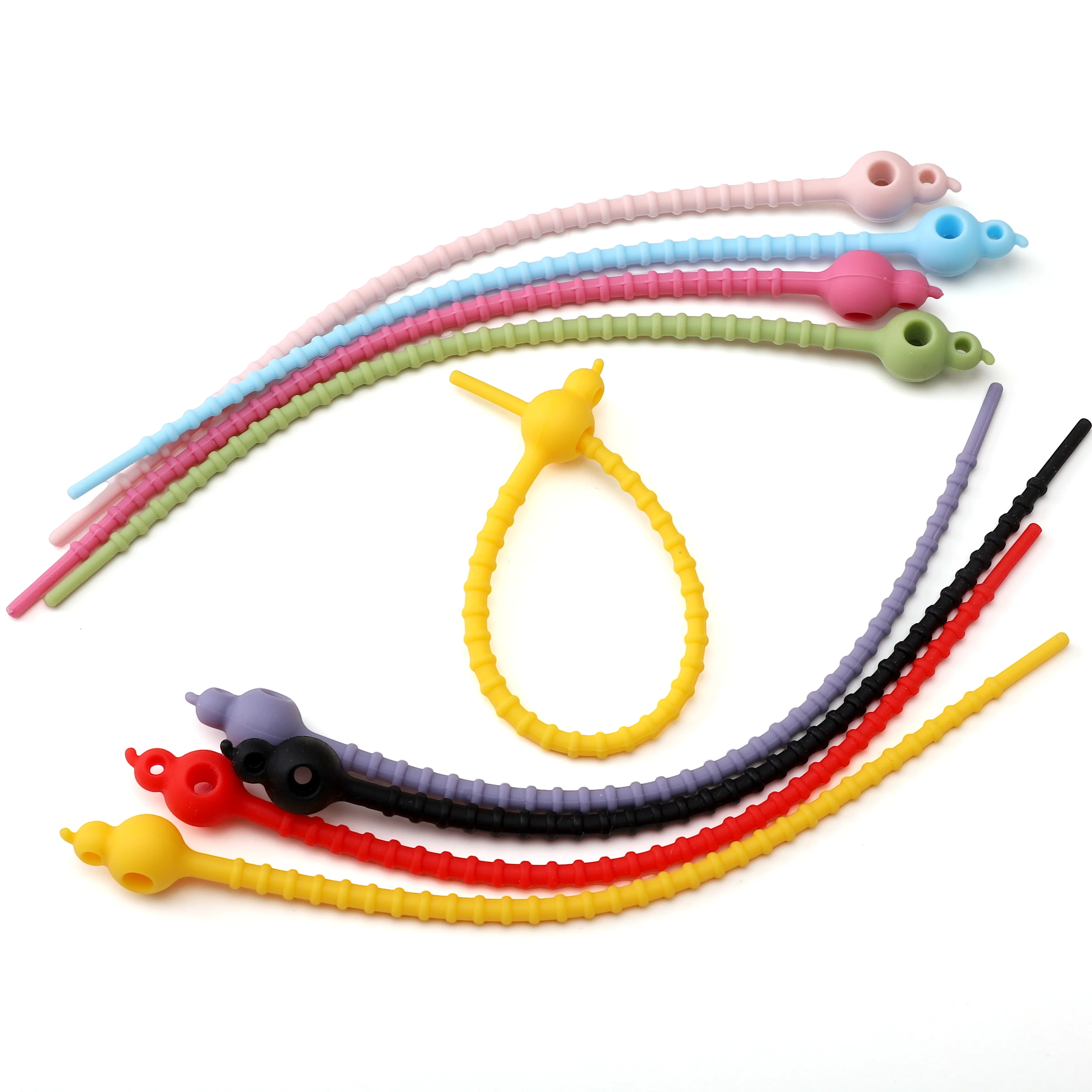 2 Stück wiederverwendbare Silikon-Kabelbinder, Spiralverschluss, Schlüsselanhänger, Schlüsselring-Organizer, Riemen für DIY-Anhänger, Bastelbedarf – Detail 2