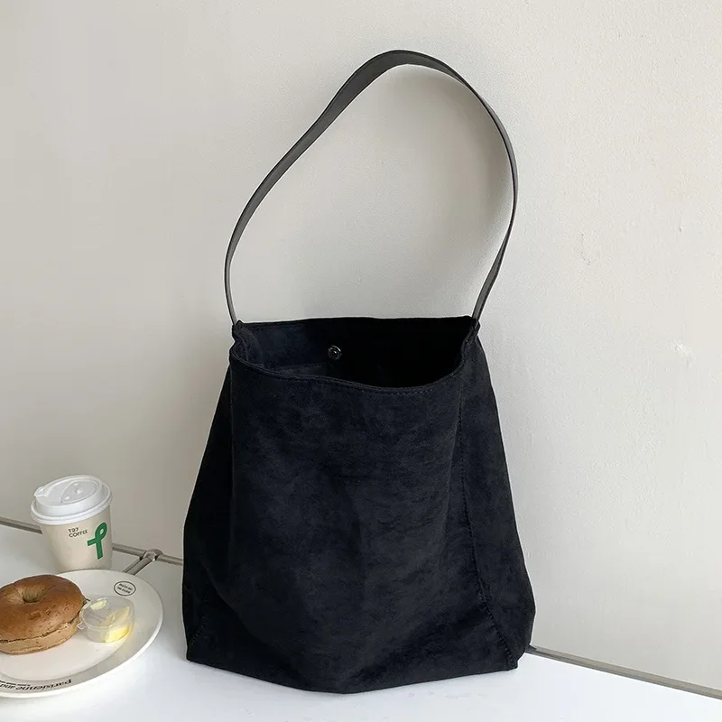 Large-capacity Autumn and Winter Frosted Tote Bag Niche Commuter Large Bag High-end 2023 New Retro Suede Shoulder Bag for Women