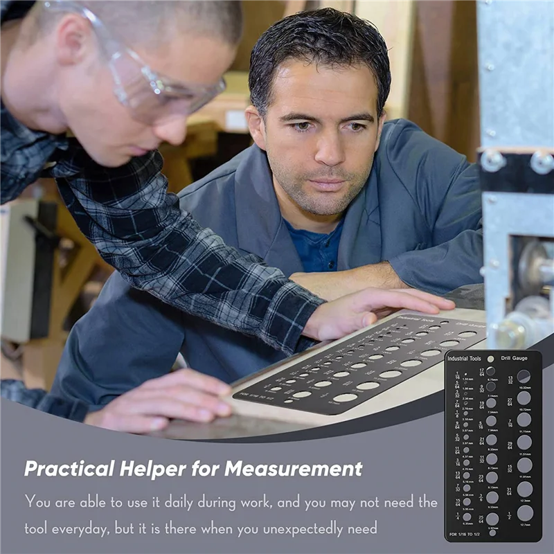 A40T 2X Calibro per punta da trapano da 1/16 pollici a 1/2 pollici, dimensioni della vite e calibro per filettatura pollici e calibro per trapano decimale Guida alle dimensioni della punta da trapano