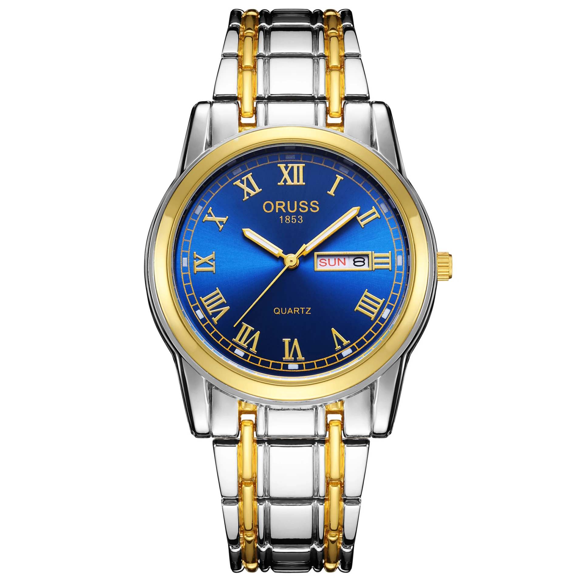 

Classic Watch for Men Classic Reloj Sliver Gold Band Quartz Wristwatch Male Man Green Blue Red Black Roman Numerals Gold Clock