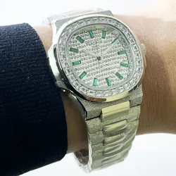 PARDPGE 42mm Men's Automatic Mechanical watch design Green Ding Sparkle White dial waterproof watch stainless steel AAA