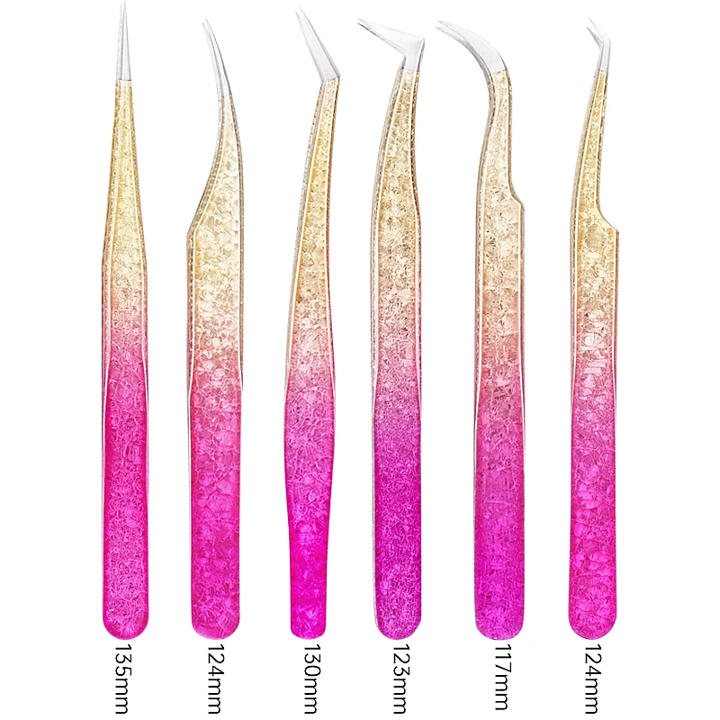 1 Pc Eyebrow Tweezers for Lashes Artists Ice Flower Anti-Static Stainless Steel Eyelash Extension Makeup Tweezer Tools