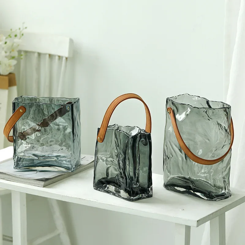 Light Luxury and Simple Handheld Glass Wrapped Vase Aquatic Flower Arrangement Bedroom Decoration and Decoration