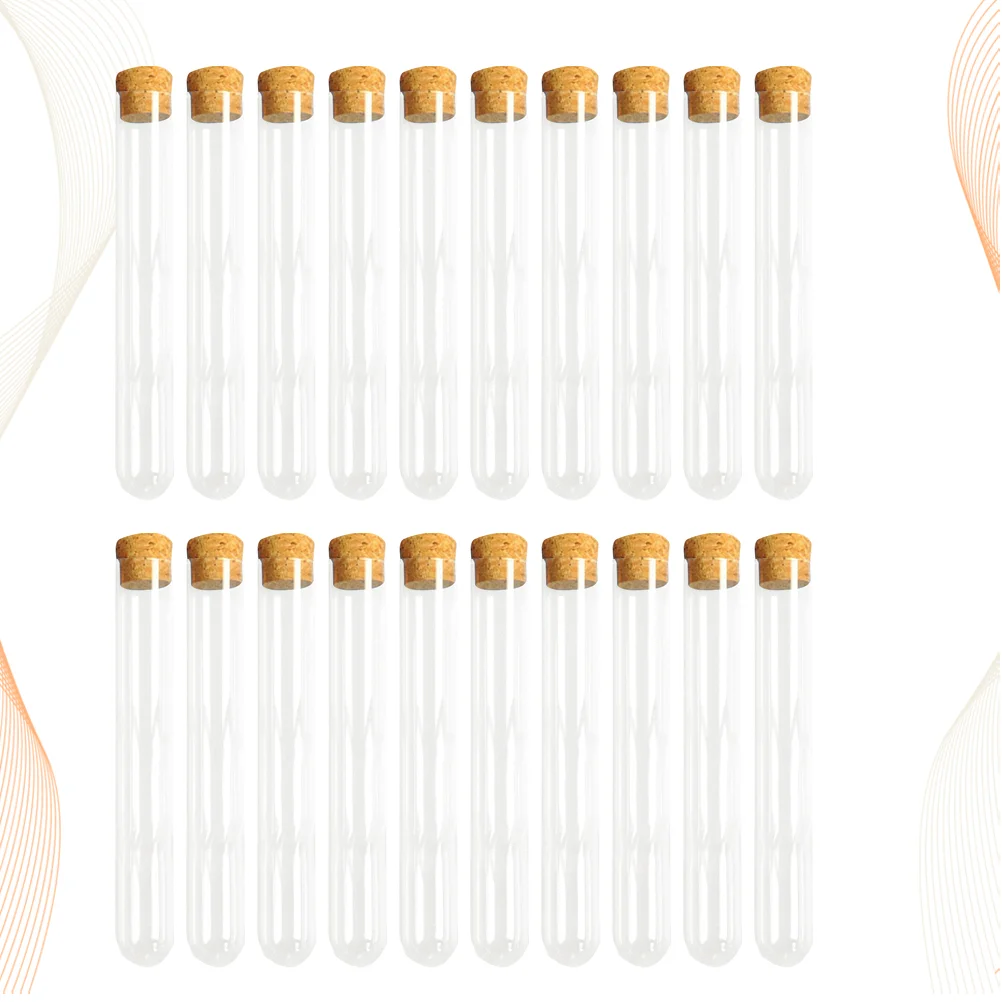 30 PCS Test Tube Wooden Plugs Clear Glass Test Tubes Plastic Scientific Experiments Gift