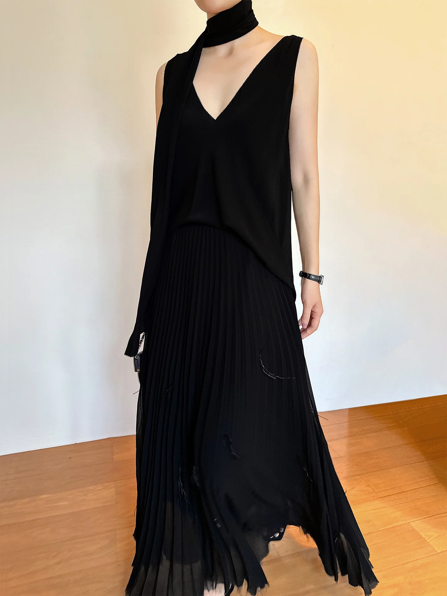 

Ele Bla Me Skirt High Waist Dry f-length Women's Faion Design Sensation Polyester Fiber Midi A-line Skirt