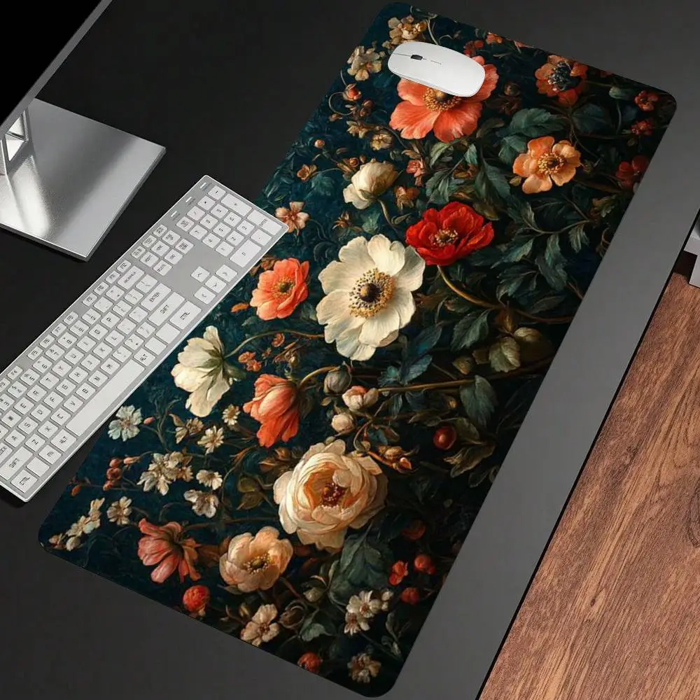 

European retro floral mouse pad thickened anti-slip lock edge large office gaming computer pads keyboard PC accessories
