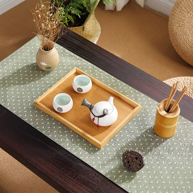 Vassoio da tè rettangolare in legno di bambù vassoi da portata per Kung Fu tazza da tè colazione frutta Dessert piatto da tavola