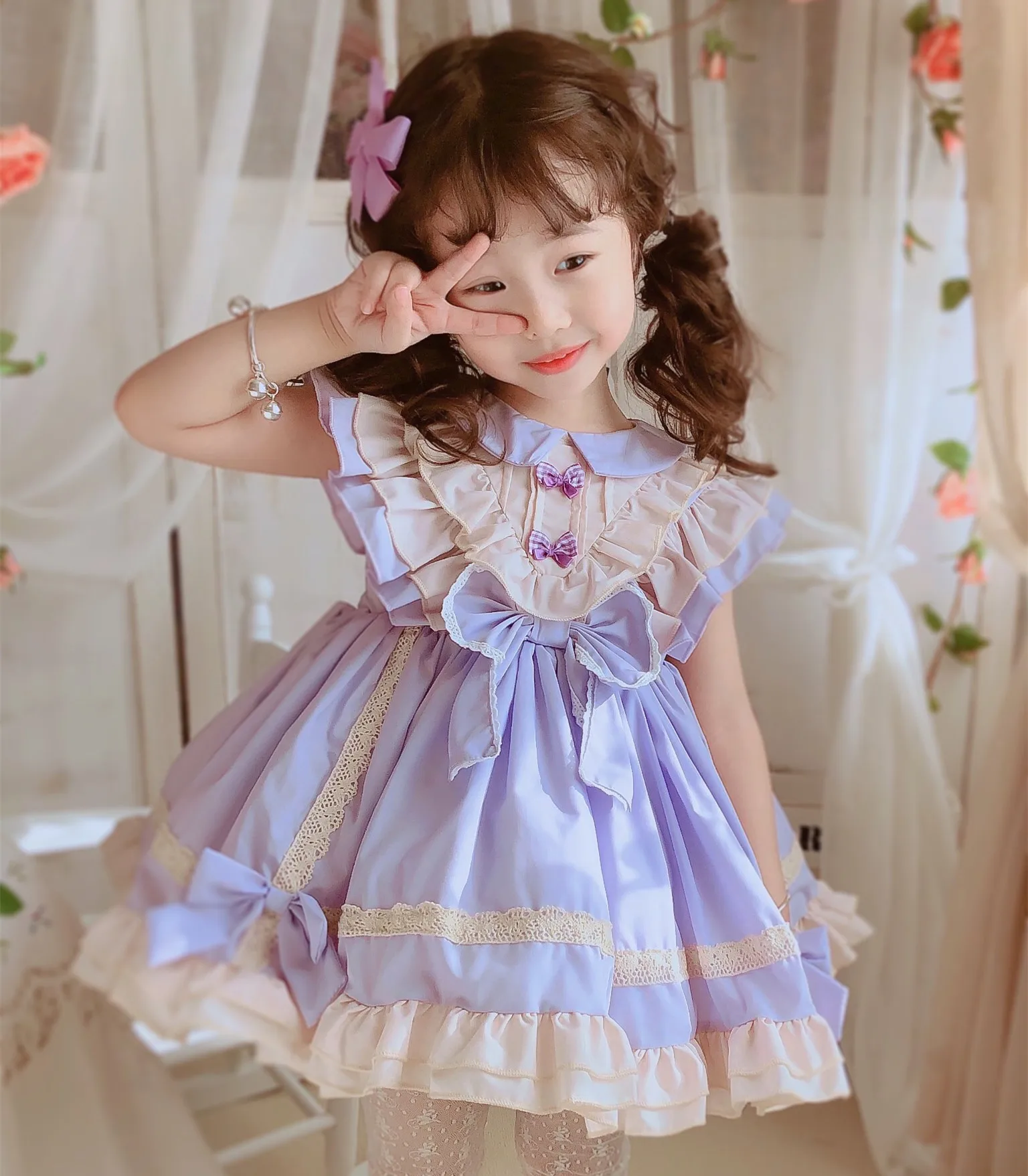 Girls Lolita Children\'s Tutu Dress Sleeveless Purple Princess Dress Festive Birthday Clothes Girls Party Elegant Summer Dresses