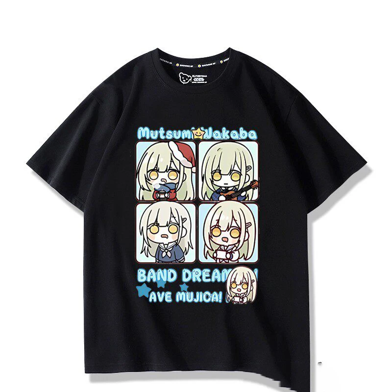 Girl Band Bang Dream Ave Mujica 3D T-shirts Fashion Wakaba Mutsumi Print t shirts Harajuku Short Sleeve Y2k Tops Summer Clothing
