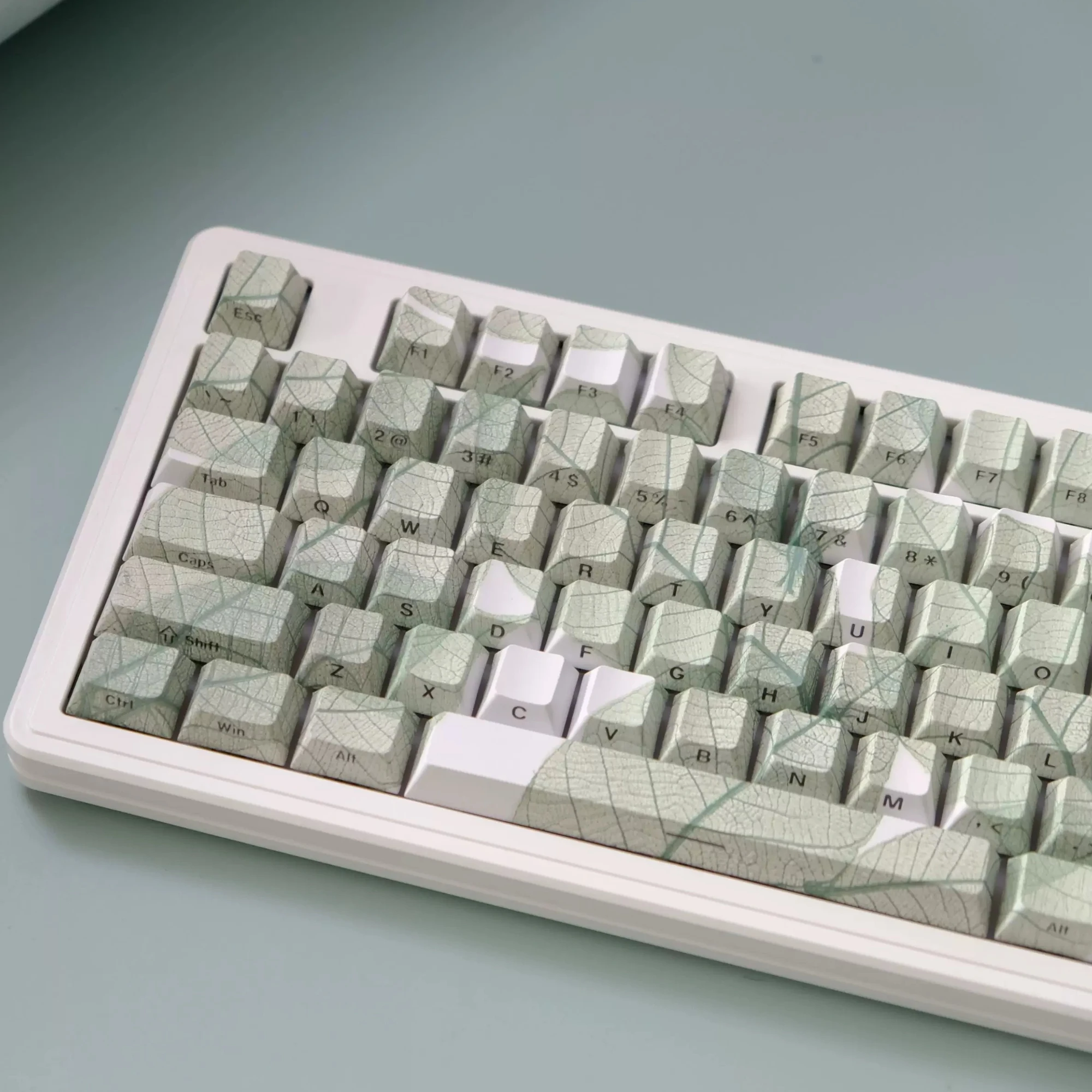 MAIMOOO Creative Leaf Texture Keycap Cherry Profile Thermal Sublimation Side-printed Fresh Green Keycaps for Mechanical Keyboard