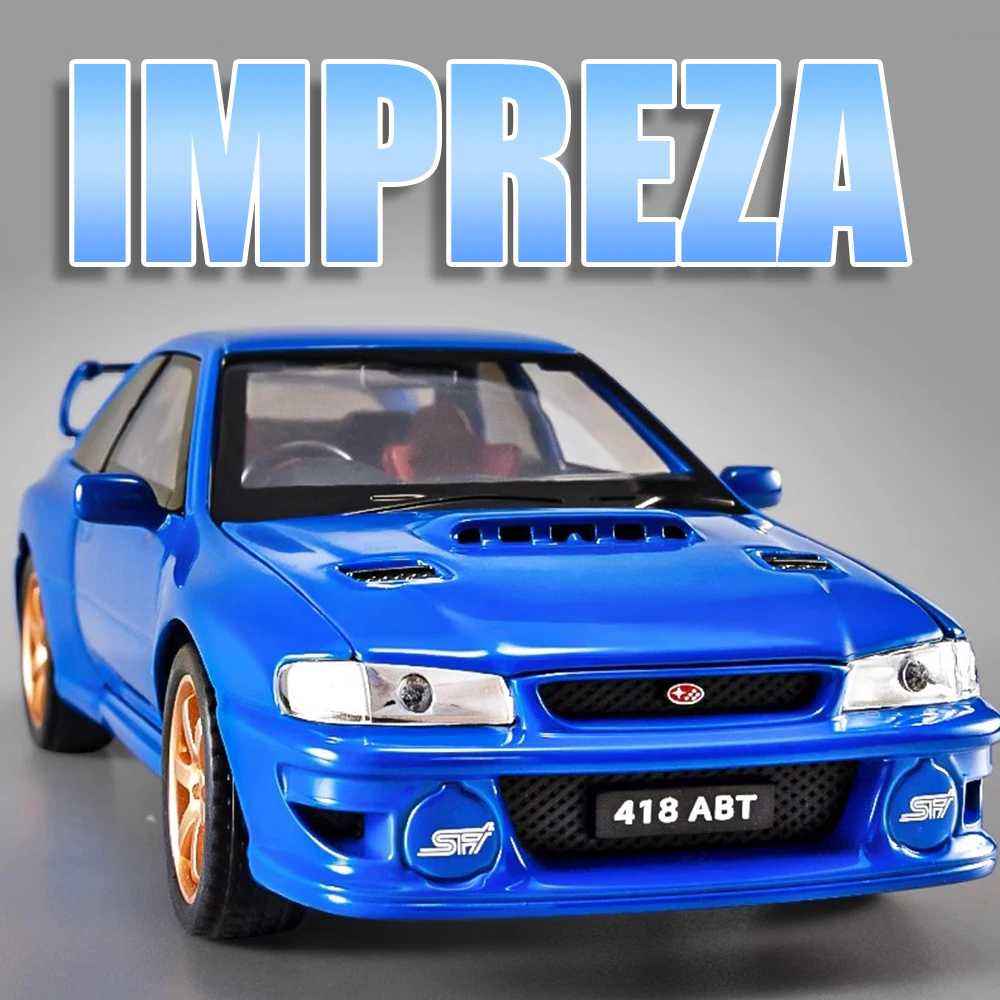 1:32 Impreza Mini-Auto-Spielzeugmodelle aus Metall mit Stoßdämpfung, öffnenden Türen, Rückziehfunktion und Gummireifen – Festliche Geschenke für Freunde