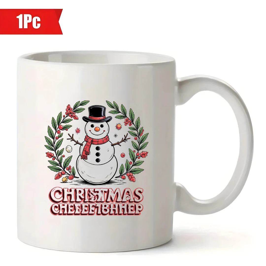 كوب سعة 11 أونصة + رجل ثلج كرتوني لعيد الميلاد + هدية عيد الميلاد - زجاجة مياه للأطفال، كوب قهوة للمكتب العائلي