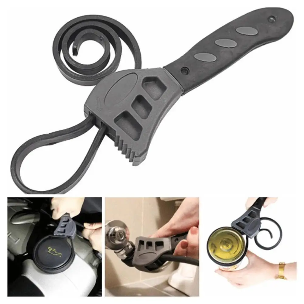 Multi-functional Belt Wrench Adjustable Strap Wrench Oil Filter Jar Opener Pipe Fitting Universal Jar Lids Tighten Loosen Tool
