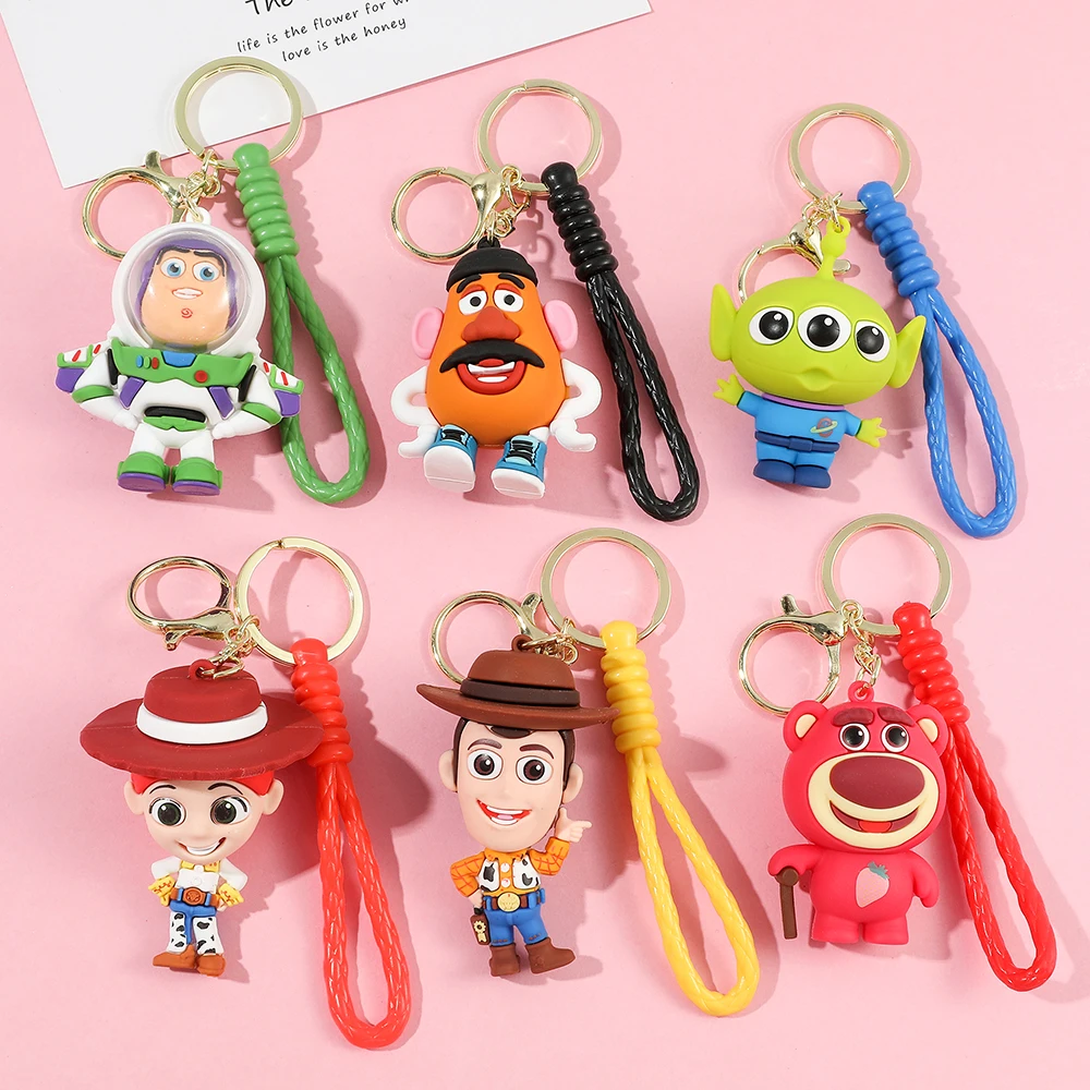 Cartoon Anime Film Toy Story  Toys Figure Woody Buzz Lightyear Keychain Action Jessie Woody Alien Key Ring Toys for Kids Gift