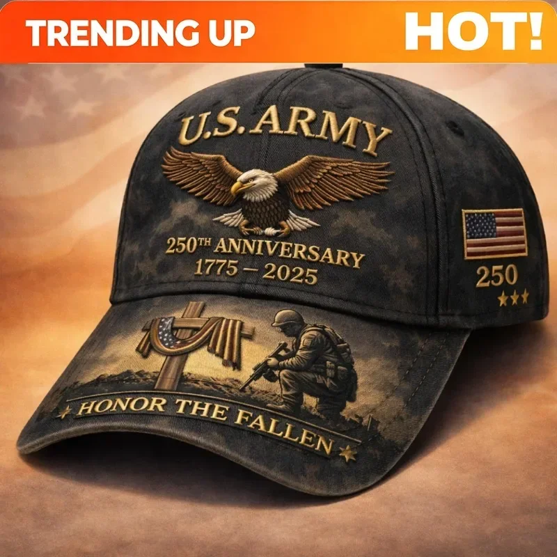 Customization Hats U.S. Army 250th Anniversary Cap - Collectible Commemorative Hat Suitable For Parades, Reenactments & Historic