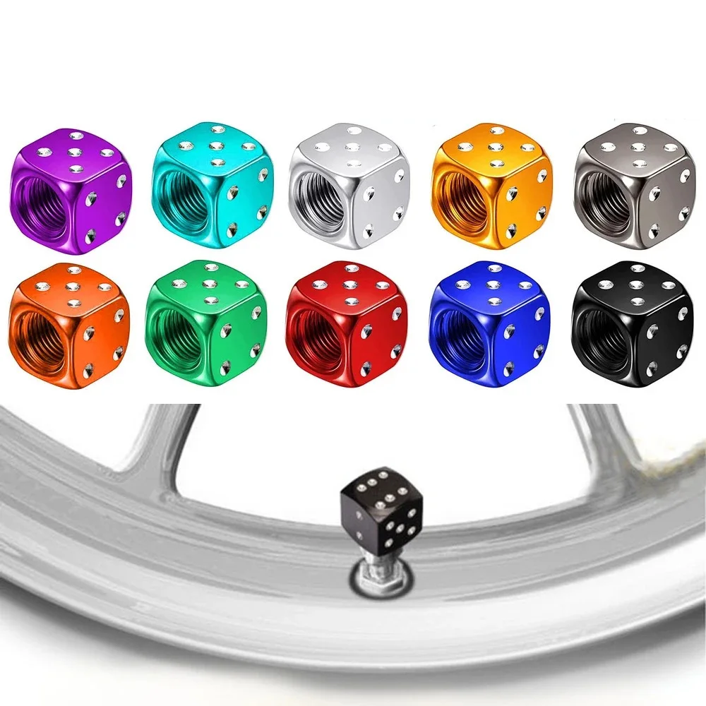 

4pcs CNC Aluminum alloy valve covers, colorful valve stem caps, tire caps,car truck motorcycle bicycle dice wheel stem tire