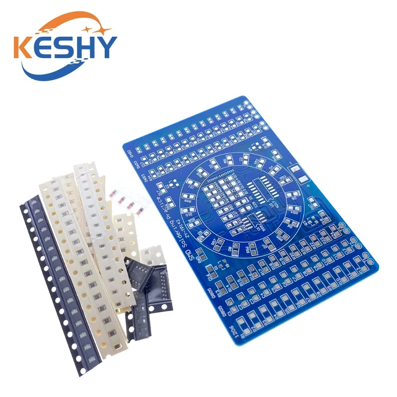 SMD NE555 CD4017 Rotating Flashing LED Components SMT LQFP44 Soldering Practice Board Electronic Circuit Training Suite DIY Kit