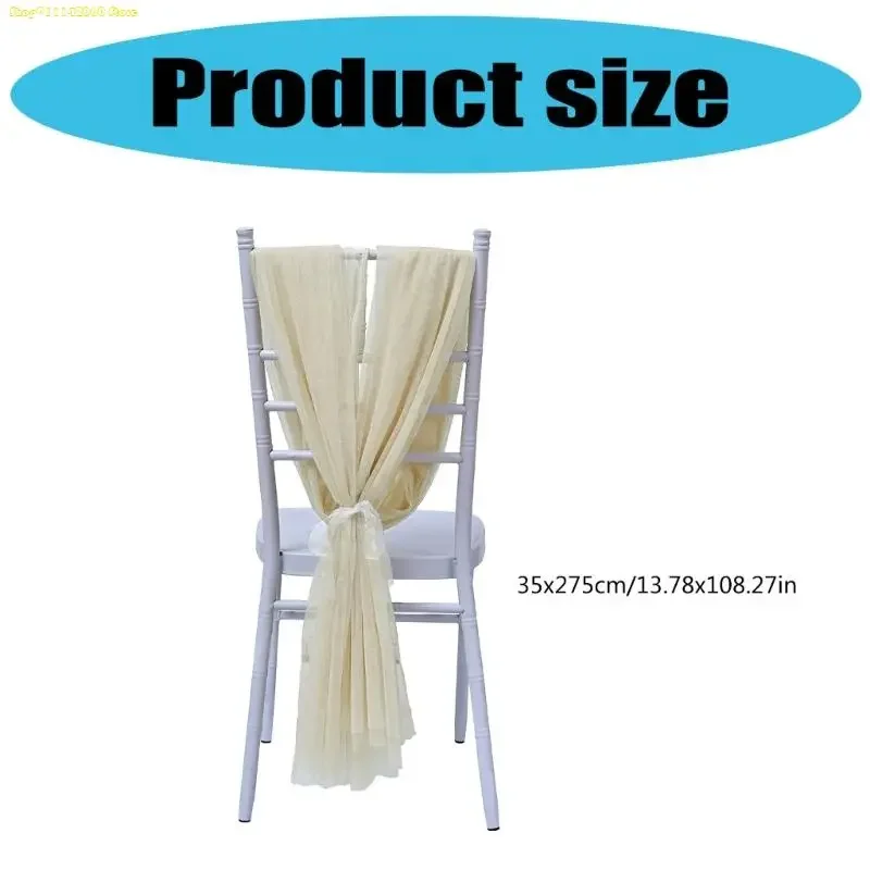 W3JE White Chair Sashes Elegant Display Perfect For Wedding Aisle Decorations And Church Drape Sheer Tulle view 3
