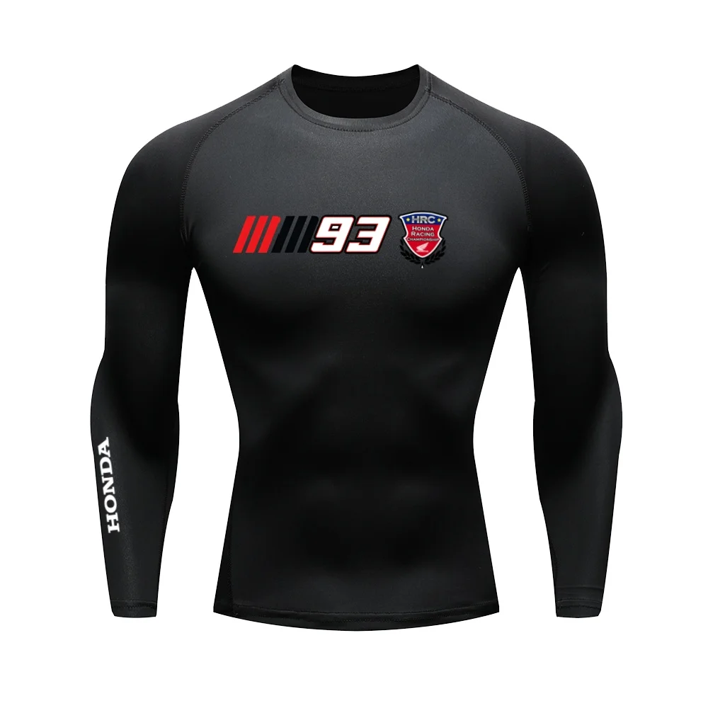 N Honda 93 Racing Men's Compression Long Sleeve Top Quick Dry Moisture Wicking Sports Shirt For Motorcycle Riding