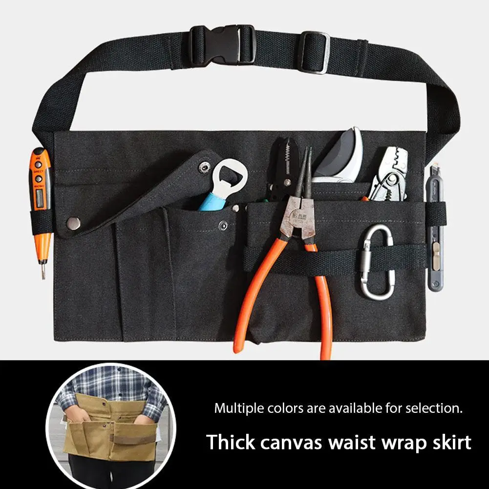 Portable Gardener Canvas Waist Pack Drawstring Backpack with Hardware for Hand Tools for Tool Pouches