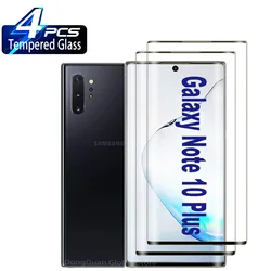 2/4Pcs 3D Curved Tempered Glass For Samsung Galaxy Note 10 + HD Screen Protector