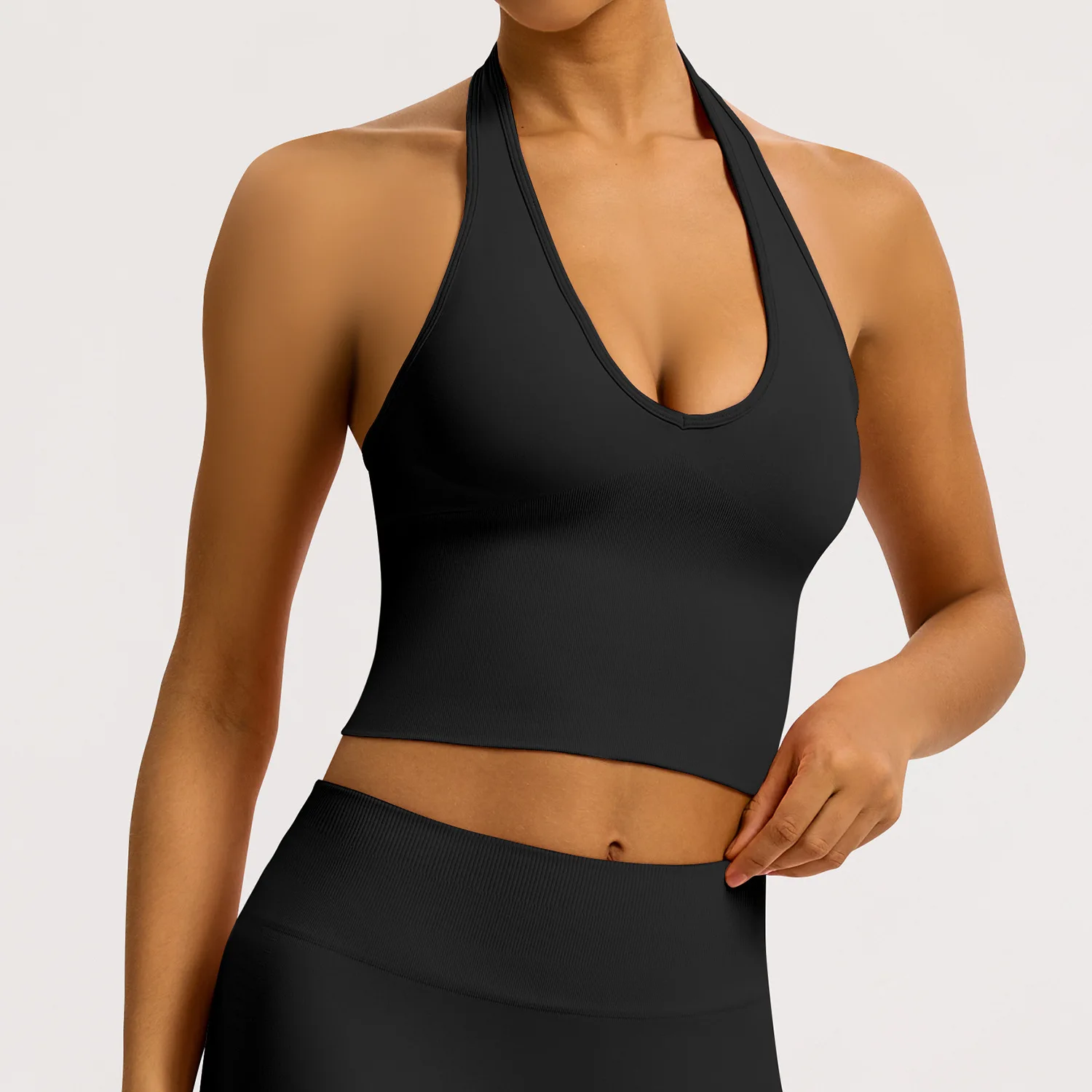 

Европейский и американский бесшовный бюстгальтер для йоги с вырезом, женский жилет для фитнеса с беговой спиной, высокопрочное противоударное спортивное нижнее белье