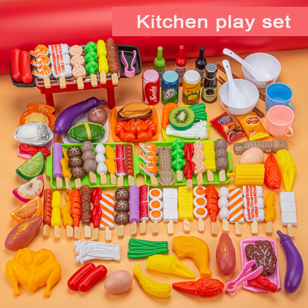 Kinder spielen Haus Grill Spielzeug Set Küche so tun, als spielen Kochen Spielzeug Simulation Lebensmittel Kochgeschirr Grill Kit Cosplay Spiel Geschenke