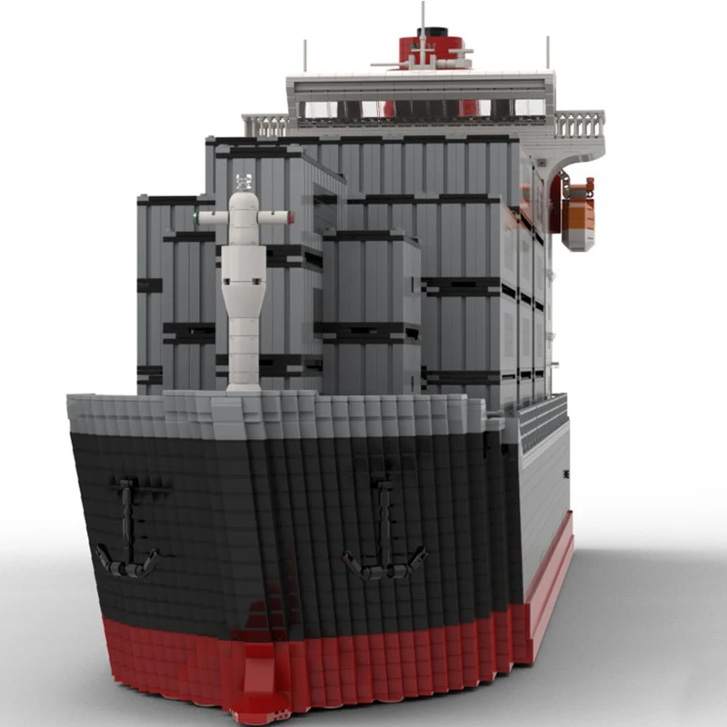 Modèle de Transport urbain Moc briques de construction conteneur bateau modèle de fret technologie modulaire bricolage bloc cadeau jouets de vacances de noël