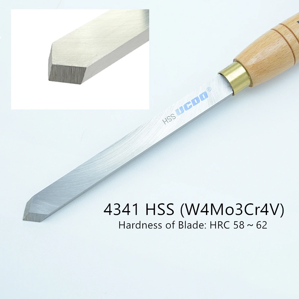 UCDO HSS 16mm Woodturning Tools Spear Scraper Straight Spear Point Neg Rake Woodworking Turning Chisel for Wood Lathe