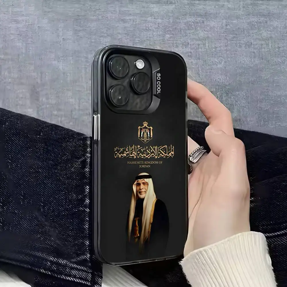 جواز السفر العلم جوردان عبد الله بن هوسين جراب هاتف آيفون 17,16,15,14,13,12,11,Pro,Max,Plus,E,SE4,Air,Mini Black IMD Cover #2