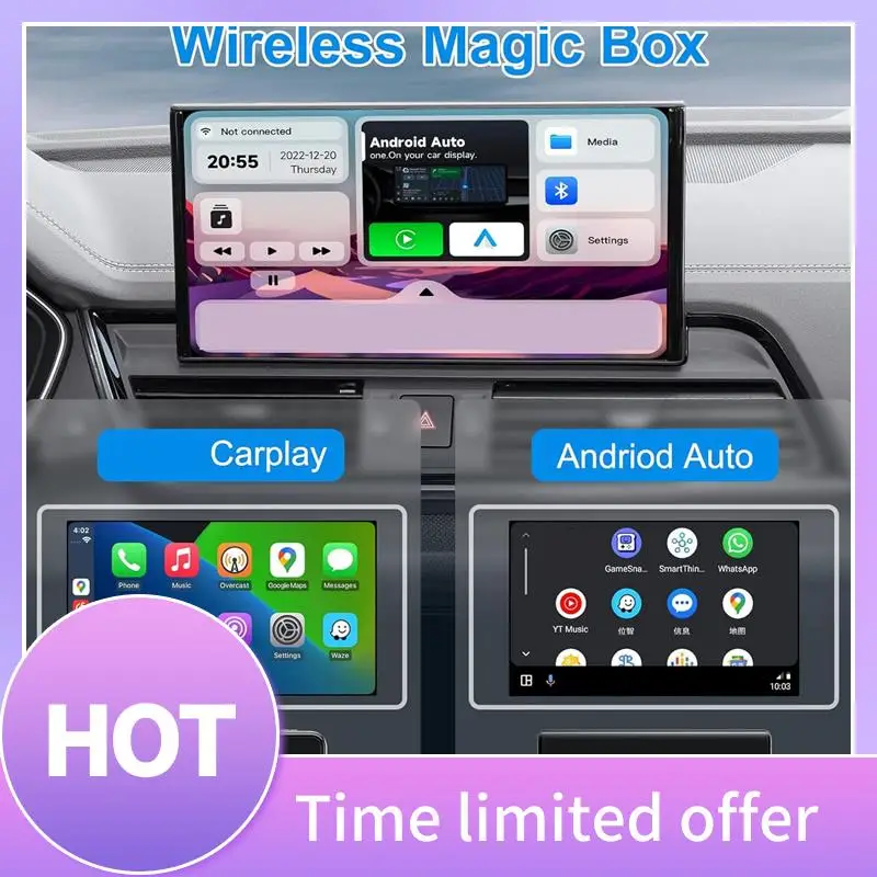 

B68A 3 In 1 Wireless Carplay Adapter,Wireless For Android Auto With Netflix/Youtube Wireless Car Dongle For Carplay Cars Easy To