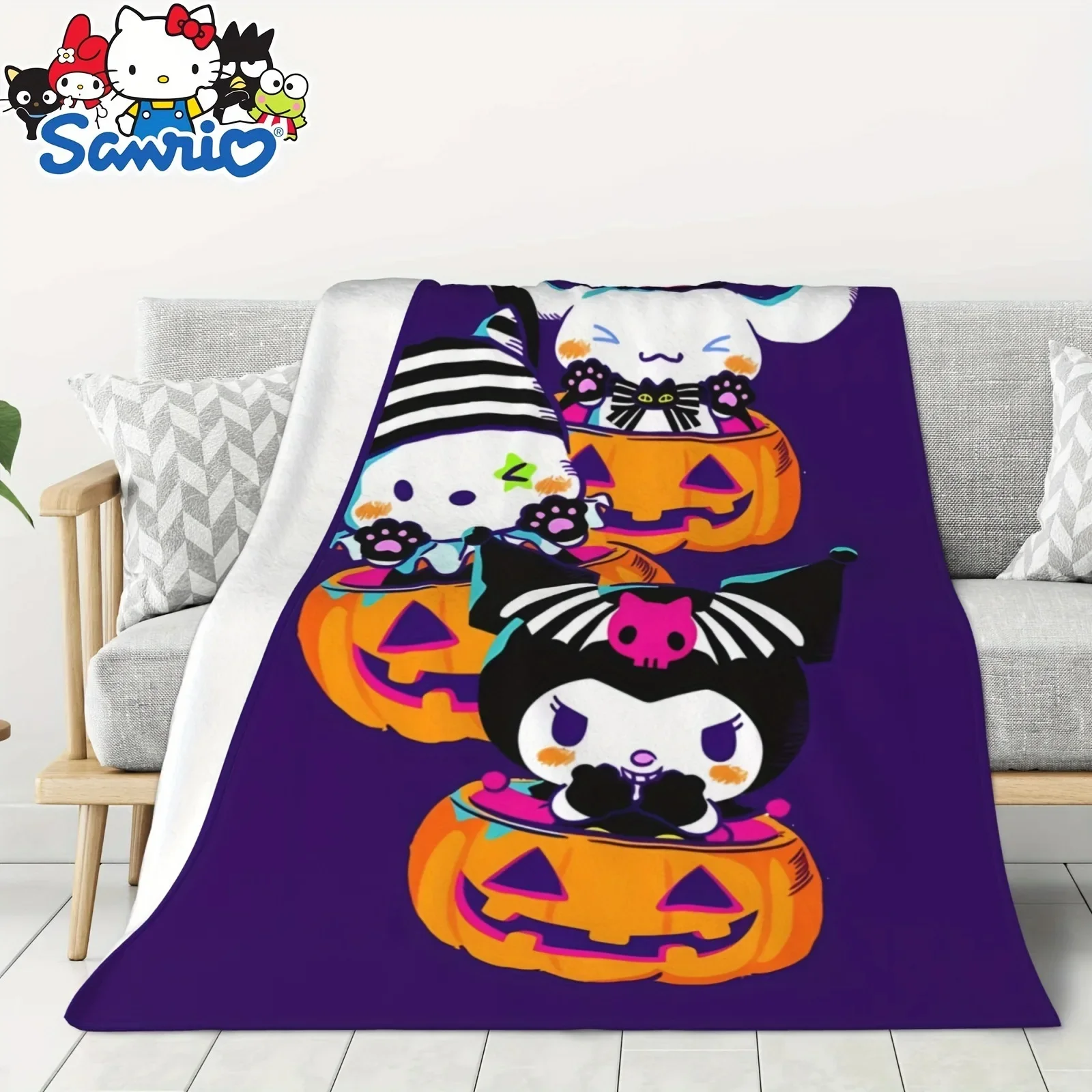 Halloween Sanrio Printed Flannel Blanket Single Layer Digital Printed Cartoon Cover Blanket Air Conditioning Blanket Wholesale