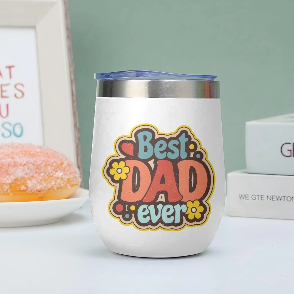Best Dad Ever Vacuum Flasks 12oz Insulated Wine Tumbler Vacuum Coffee Mug Egg Shape Thermos Cup