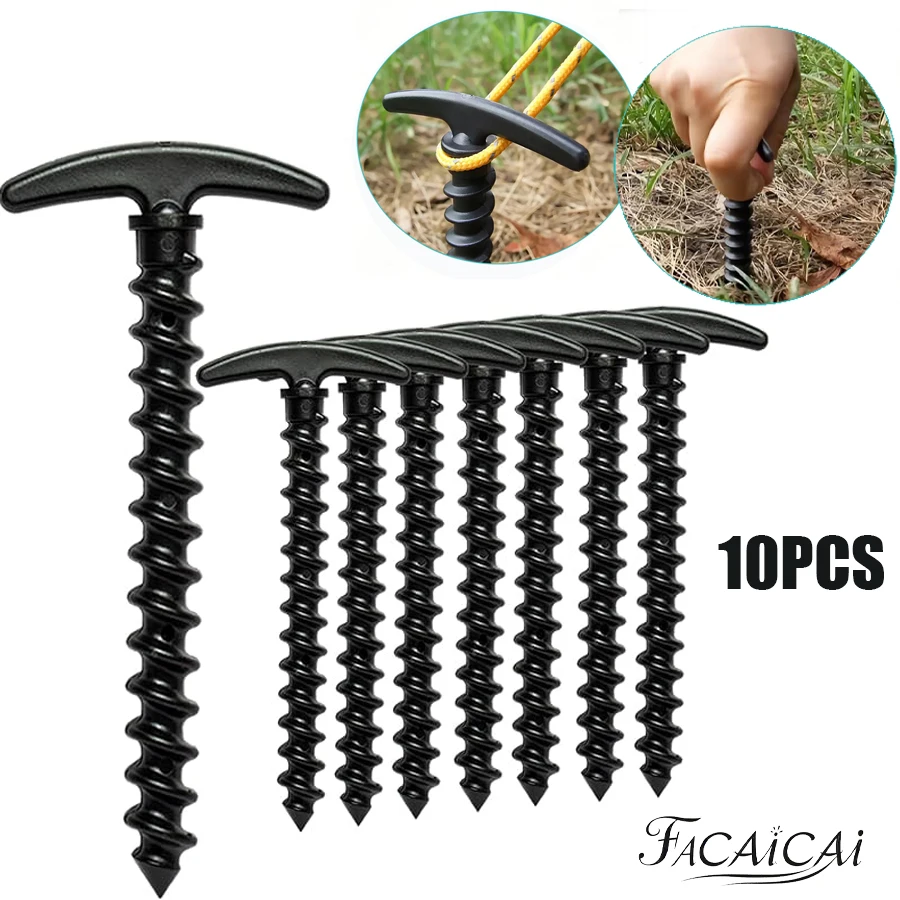 

Tent Stakes 10 Pack Plastic Ground Anchors Tent Pegs,erfect For Camping Hiking Tent Outdoor Camping Pegs Screw,Easy Install