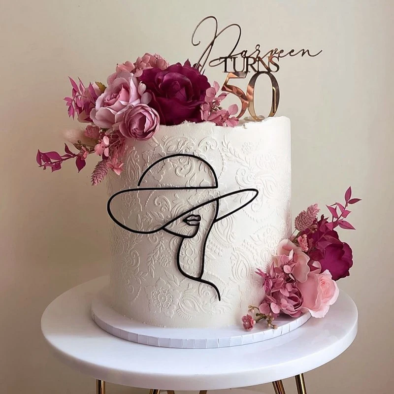

1pcs Simple Lines Female Facial Art Acrylic Cake Decoration Ornaments Wedding Festival Party Supplies
