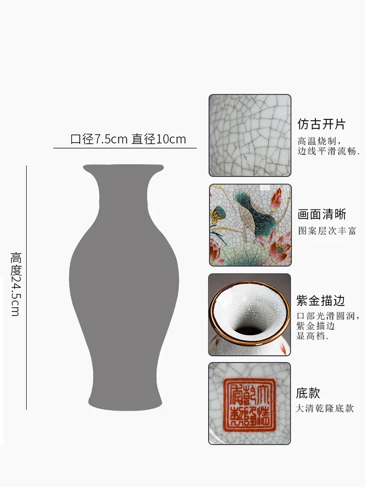 Jingdezhen ceramics pastel Buddism godness bottle Chinese style living room flower hallway antique decoration dried vase