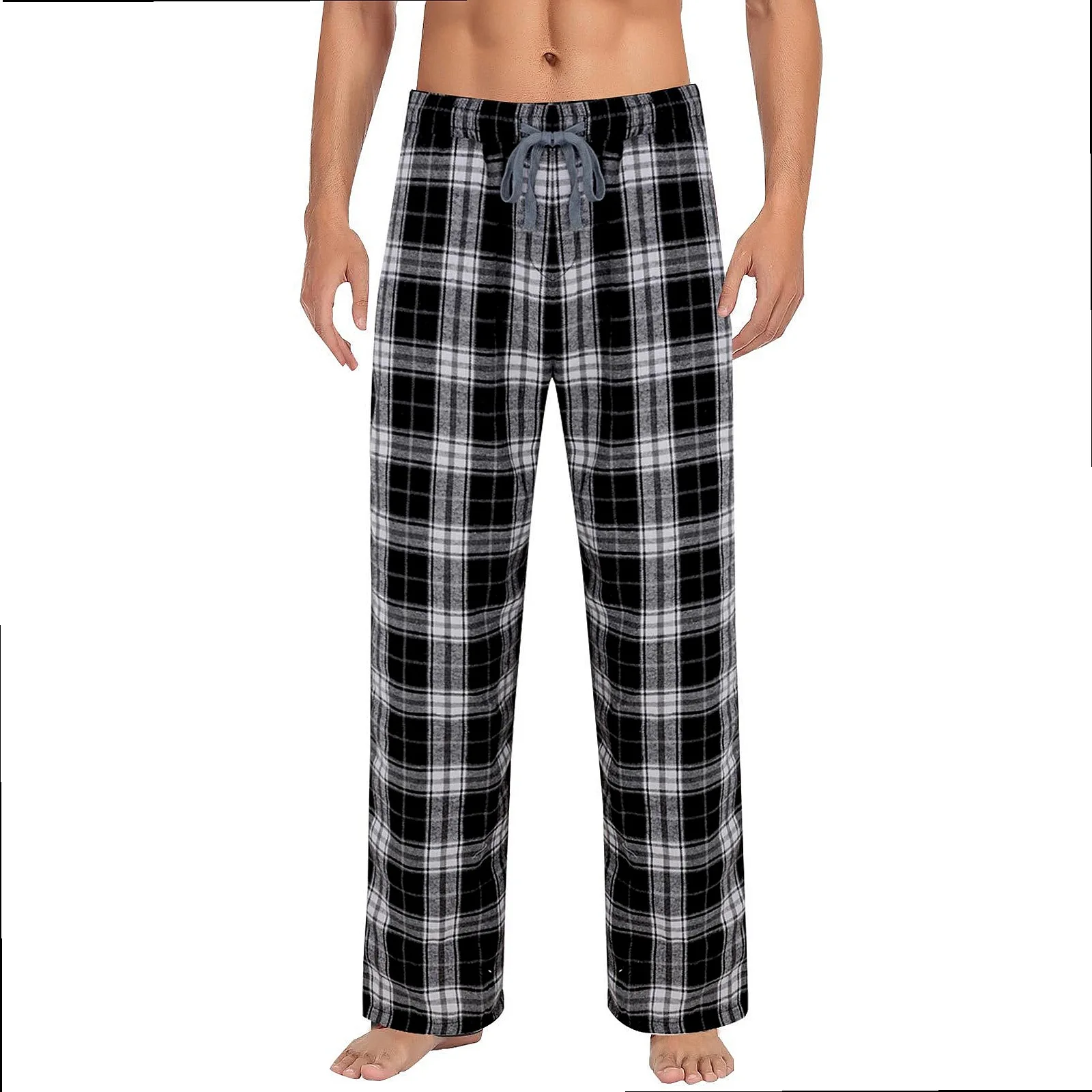 Men Plaid Pajama Pants Straight Yoga Lounge Pants Casual Sweatpants Plaid Trousers Spring Summer