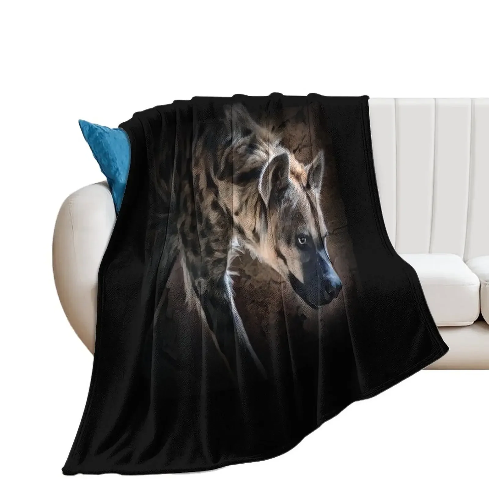 Spotted Hyena In Shadows Throw Blanket Luxury Throw Summer blankets ands Blankets