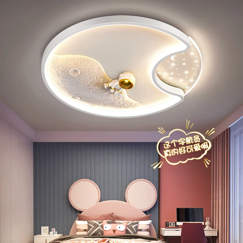 modern astronaut led teto lights spaceman chandelier lua lampada do teto para o quarto das criancas boys bedroom study kids baby cartoon 01