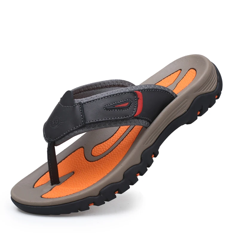 New Summer Men's Slippers Breathable Luxury Men Sandals  Beach Classics Genuine Leather  Mens Slippers Outdoor Men's Flip Flops