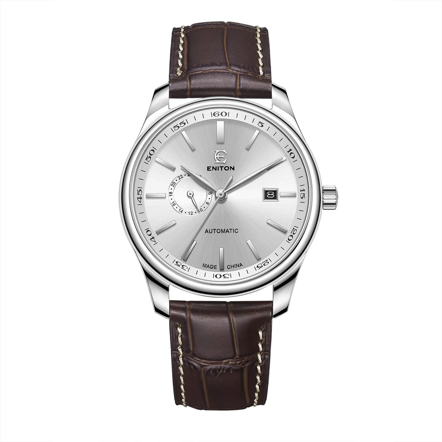ENITON ساعة أوتوماتيكية للرجال الفولاذ المقاوم للصدأ 316L 8215 حركة الراقية الفاخرة رجل ساعة مقاوم للماء حلقة من جلد ساعة ميكانيكية