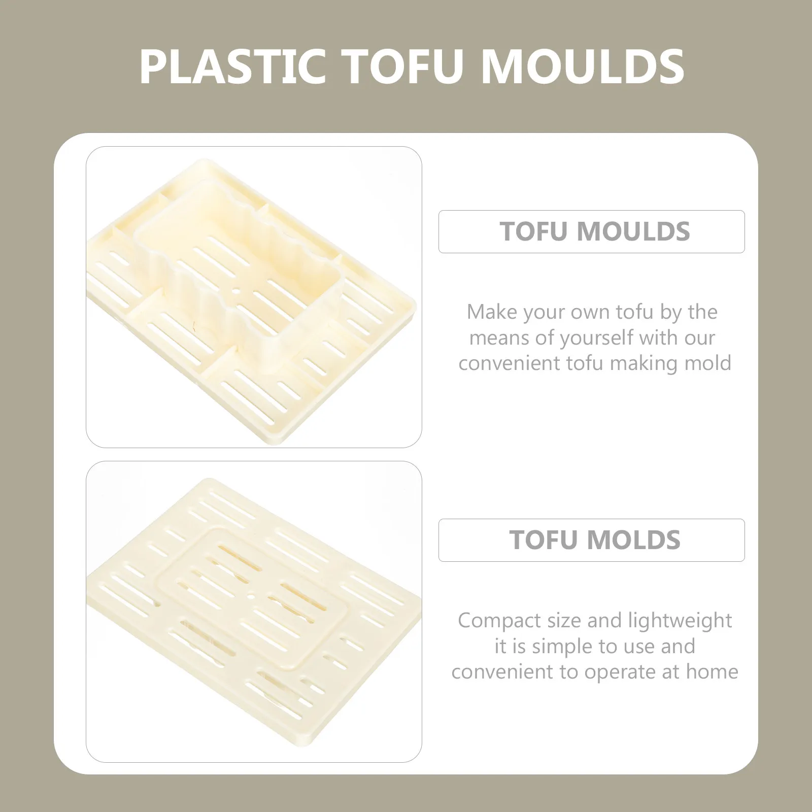 2pcs DIY Tofu Mold Set – Reusable Plastic Tofu Press for Homemade Soybean Curd, Compact & Easy to Use