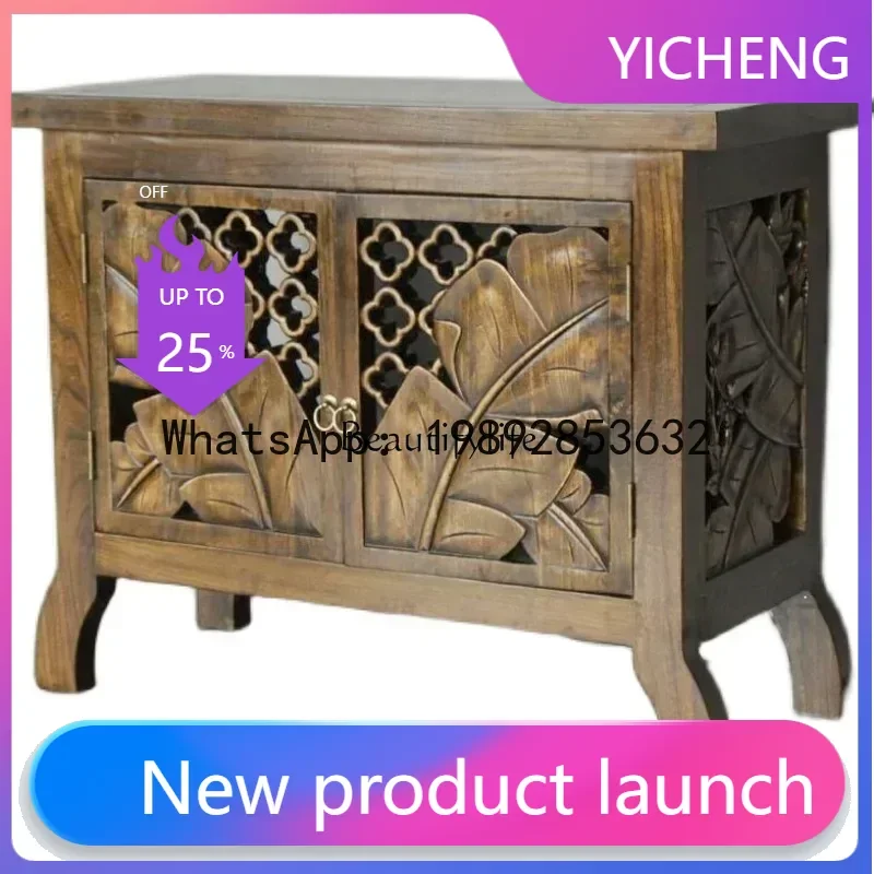 

QQ 02*South East Asia style solid wood carving flower bathroom cabinet Thai wall decoration entrance cabinet