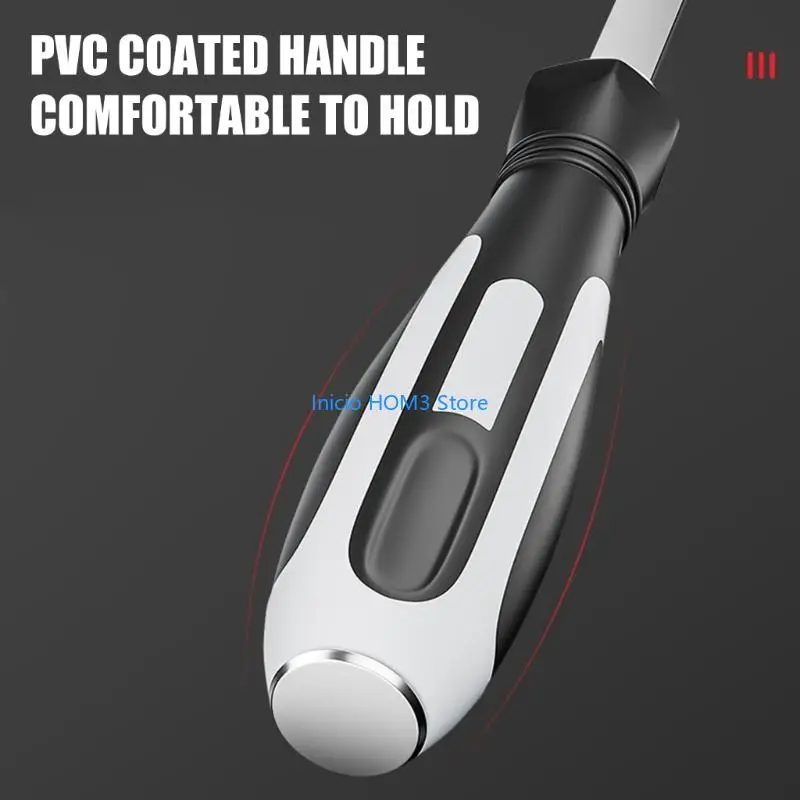 A5YD Extended Slotted Screwdriver Pry Tool Reinforced Steel & Rubber Coated Handle 22inch Flat Blade Screwdriver