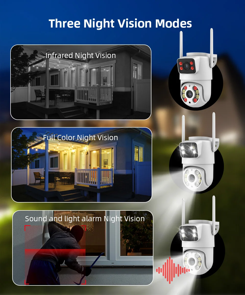 كاميرا Icsee 5G 10MP 8MP واي فاي PTZ خارجية شاشات مزدوجة كشف الإنسان عدسات مزدوجة 4K حماية أمنية كاميرا IP صوت iCSee #6