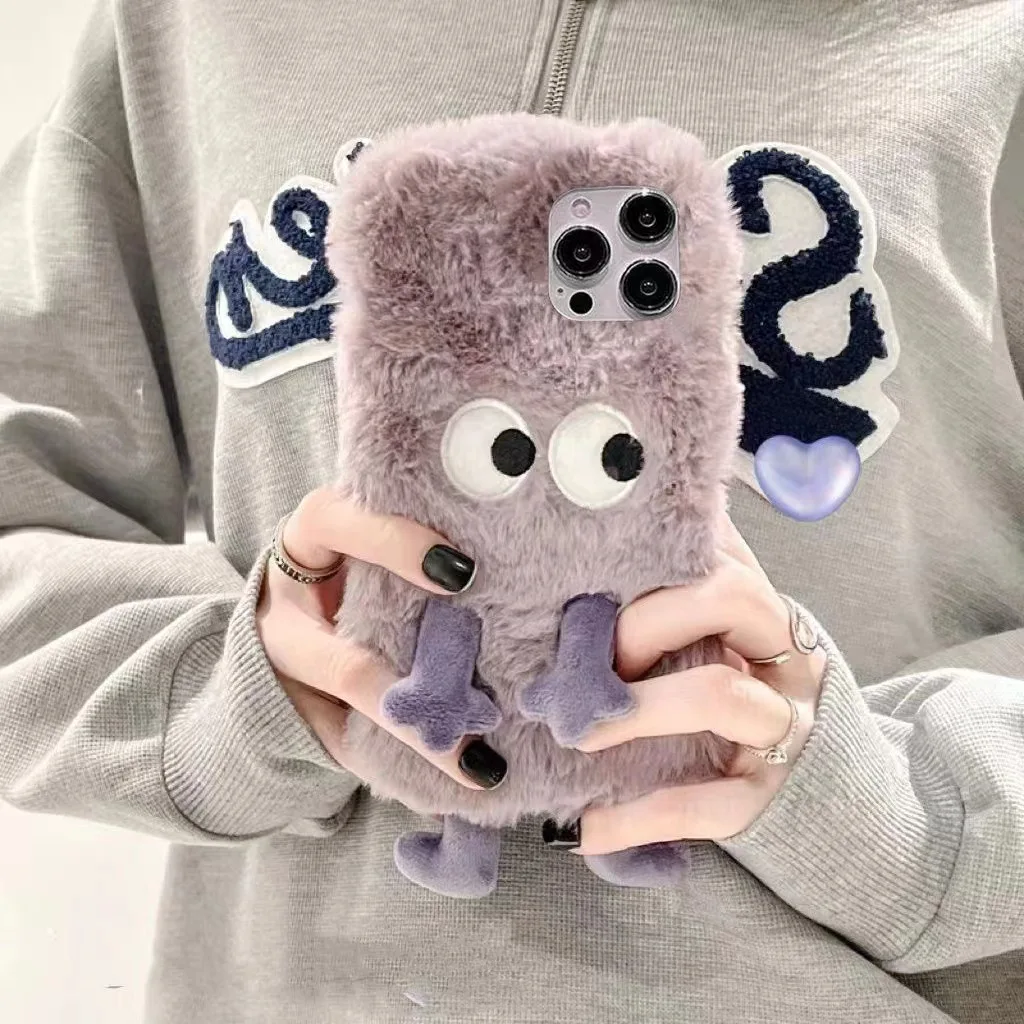 Cute Purple Monster iPhone12 for iPhone16 case iPhone15 plush iPhone14plus cartoon iPhone13