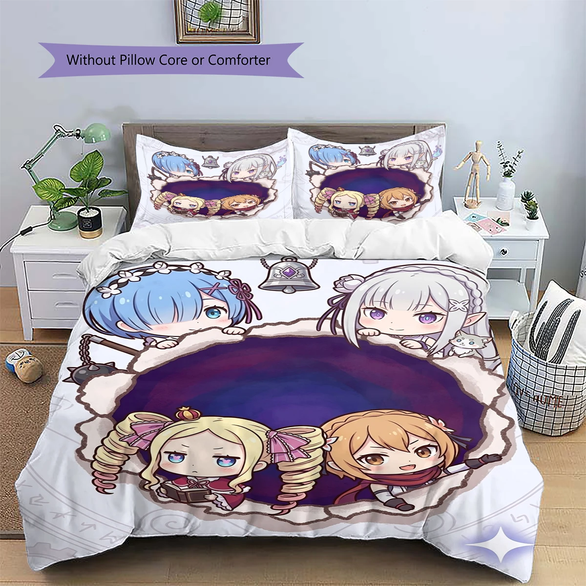 ReZero Patterned Duvet Cover Set & Case Daily Use Bedding Nice Fan Gift Anime Ornament -xia64