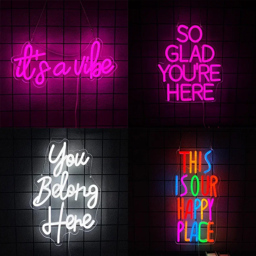 

Неоновая вывеска для домашнего декора для комнаты, светодиодная подсветка, украшение на стену, эта USB, вечеринка в спальне, наши аксессуары, счастливое место, классный бар