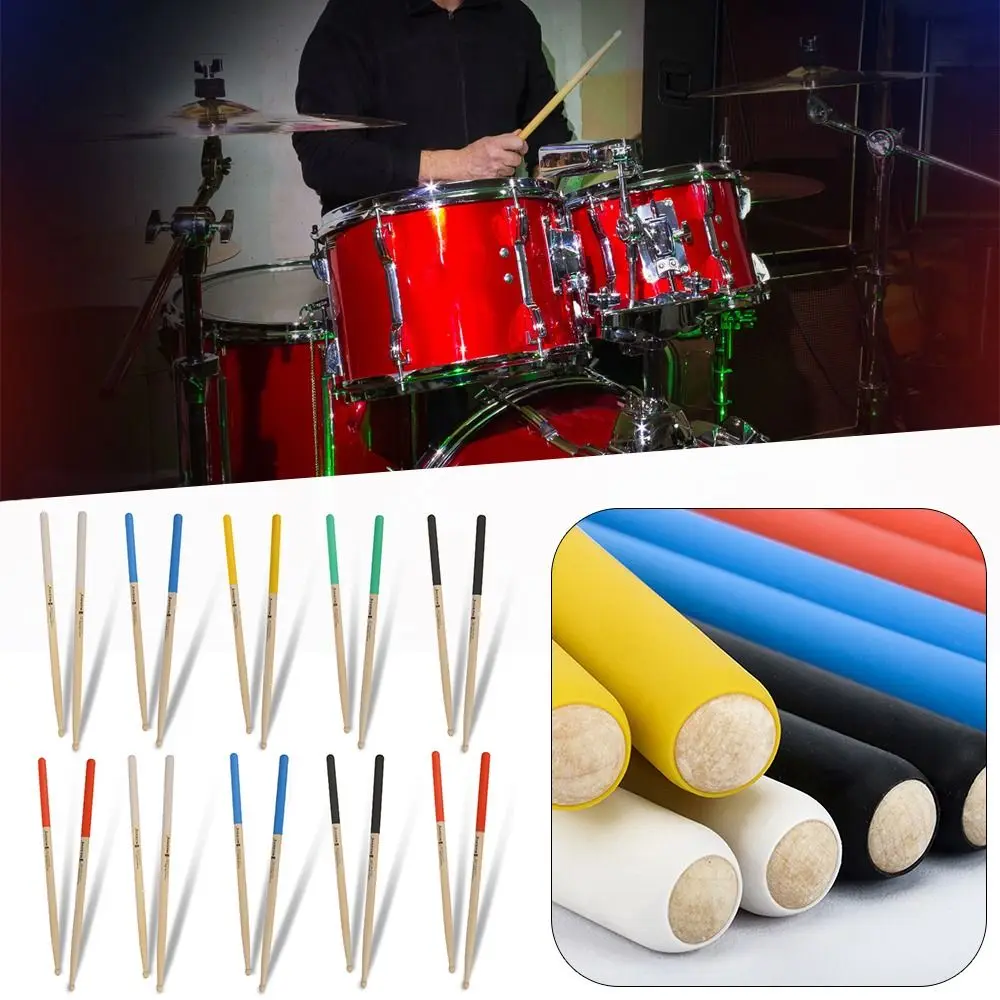 1 ペア新品、滑り止めハンドル付きアクセサリープラスチックドラムスティック楽器木製ドラムスティックパーカッションツール